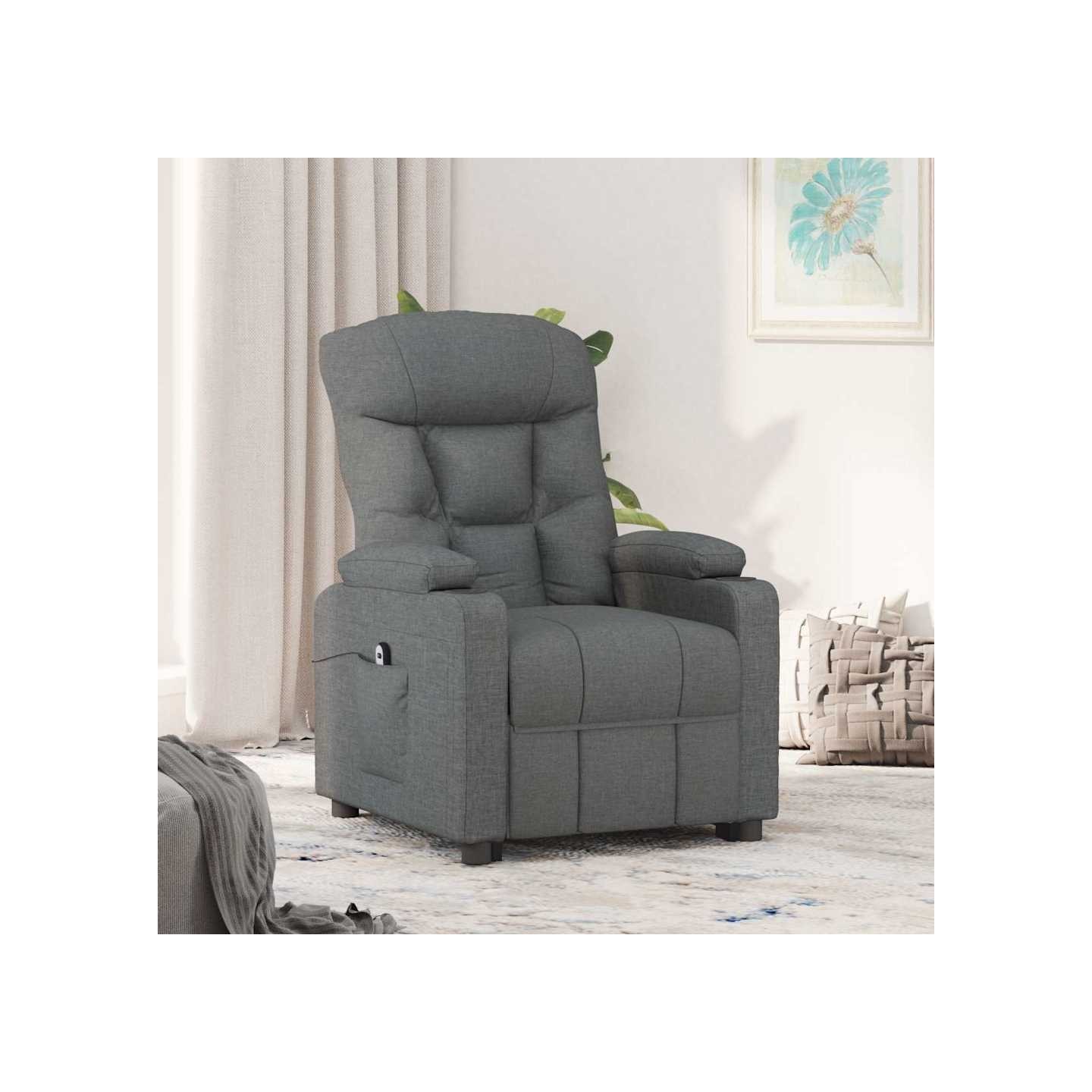 Fauteuil inclinable électrique Gris foncé Tissu