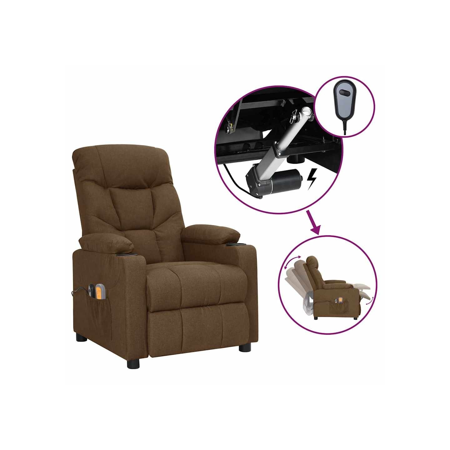 Fauteuil électrique de massage Marron Tissu