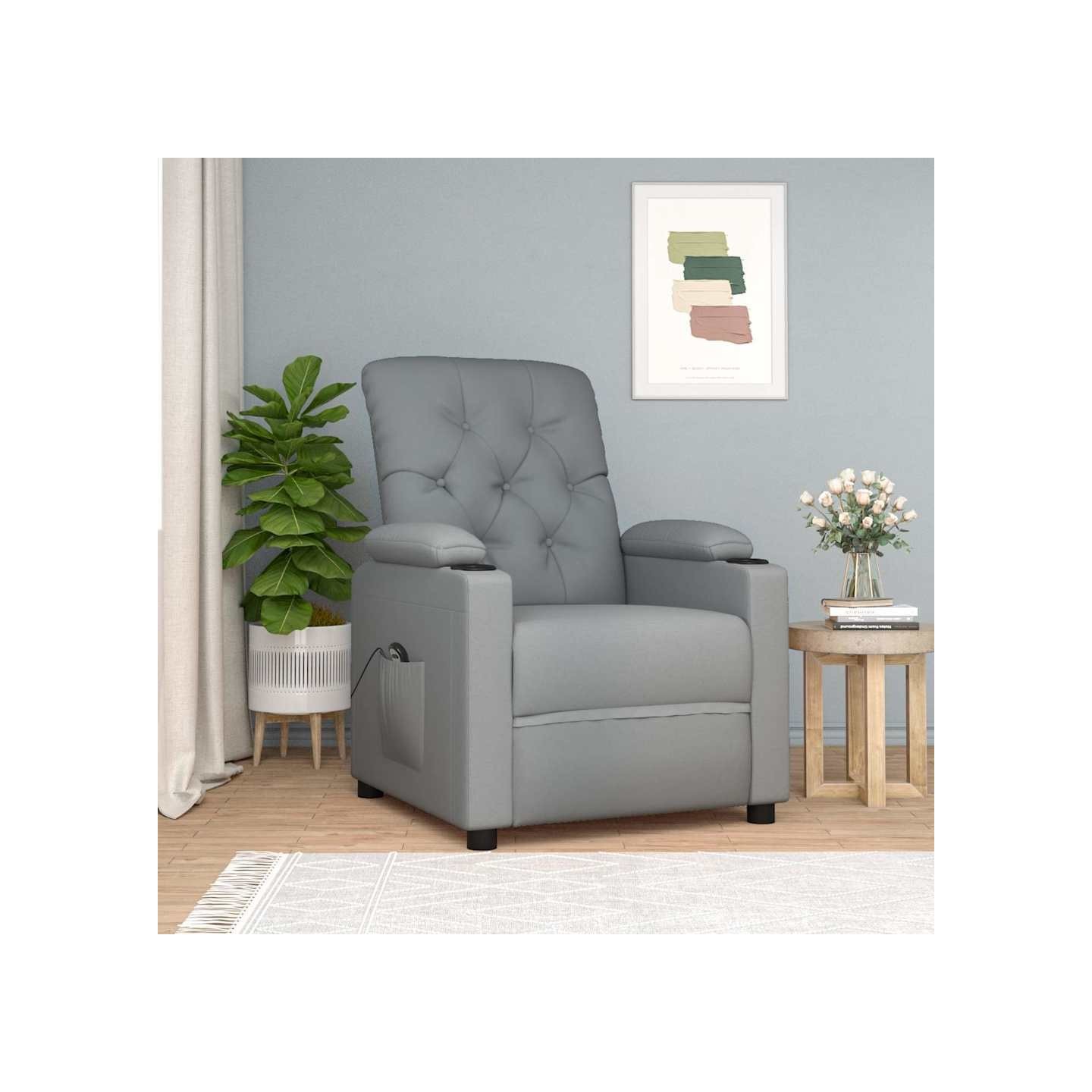 Fauteuil inclinable électrique Gris clair Tissu