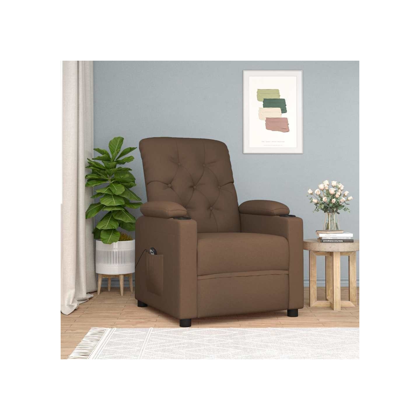 Fauteuil inclinable électrique Marron Tissu