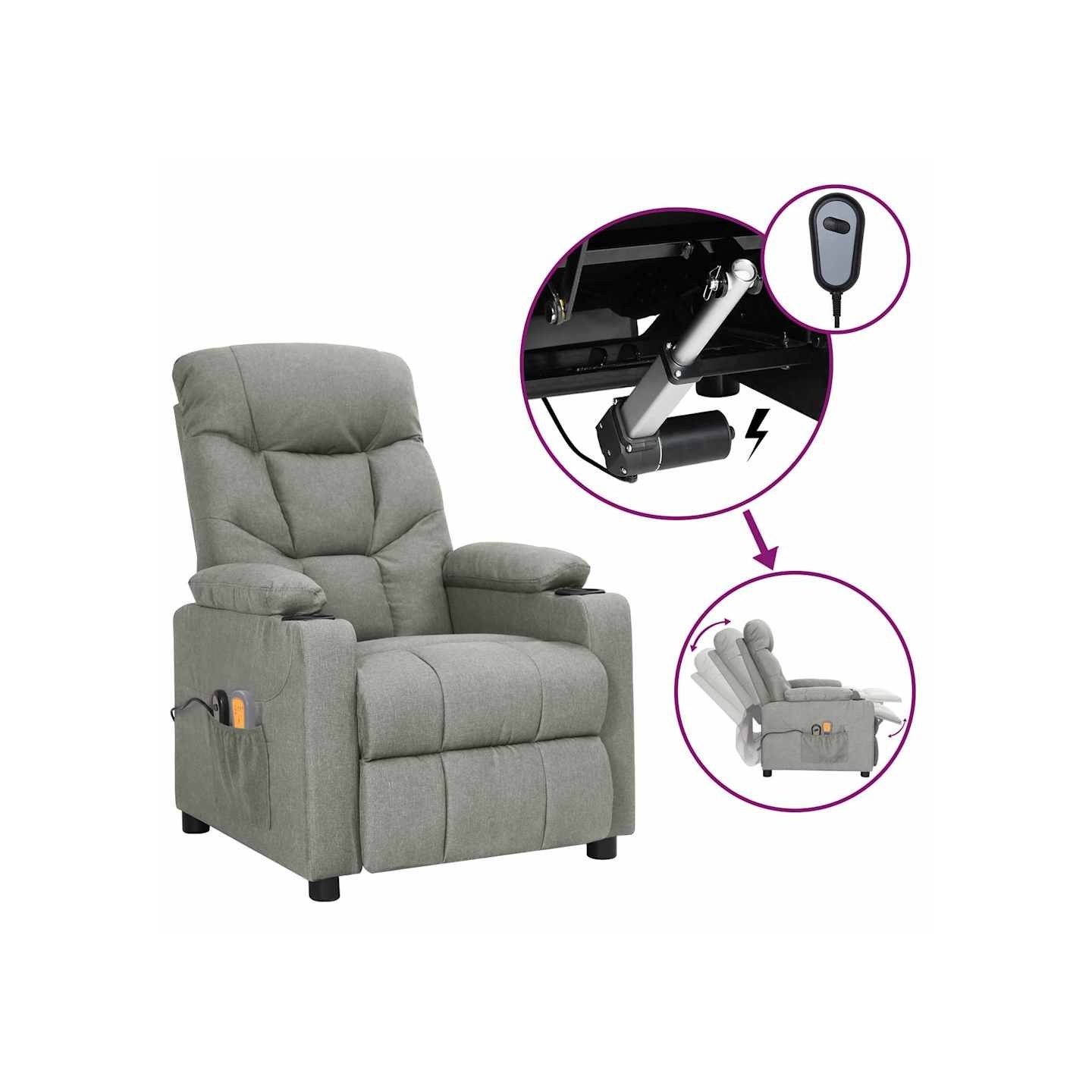 Fauteuil électrique de massage Gris clair Tissu