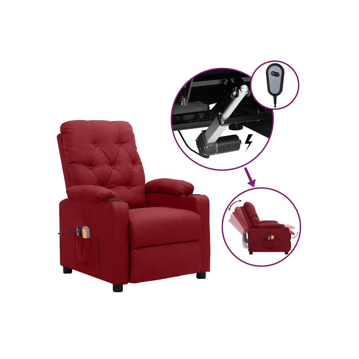 Fauteuil électrique de massage Bordeaux Tissu