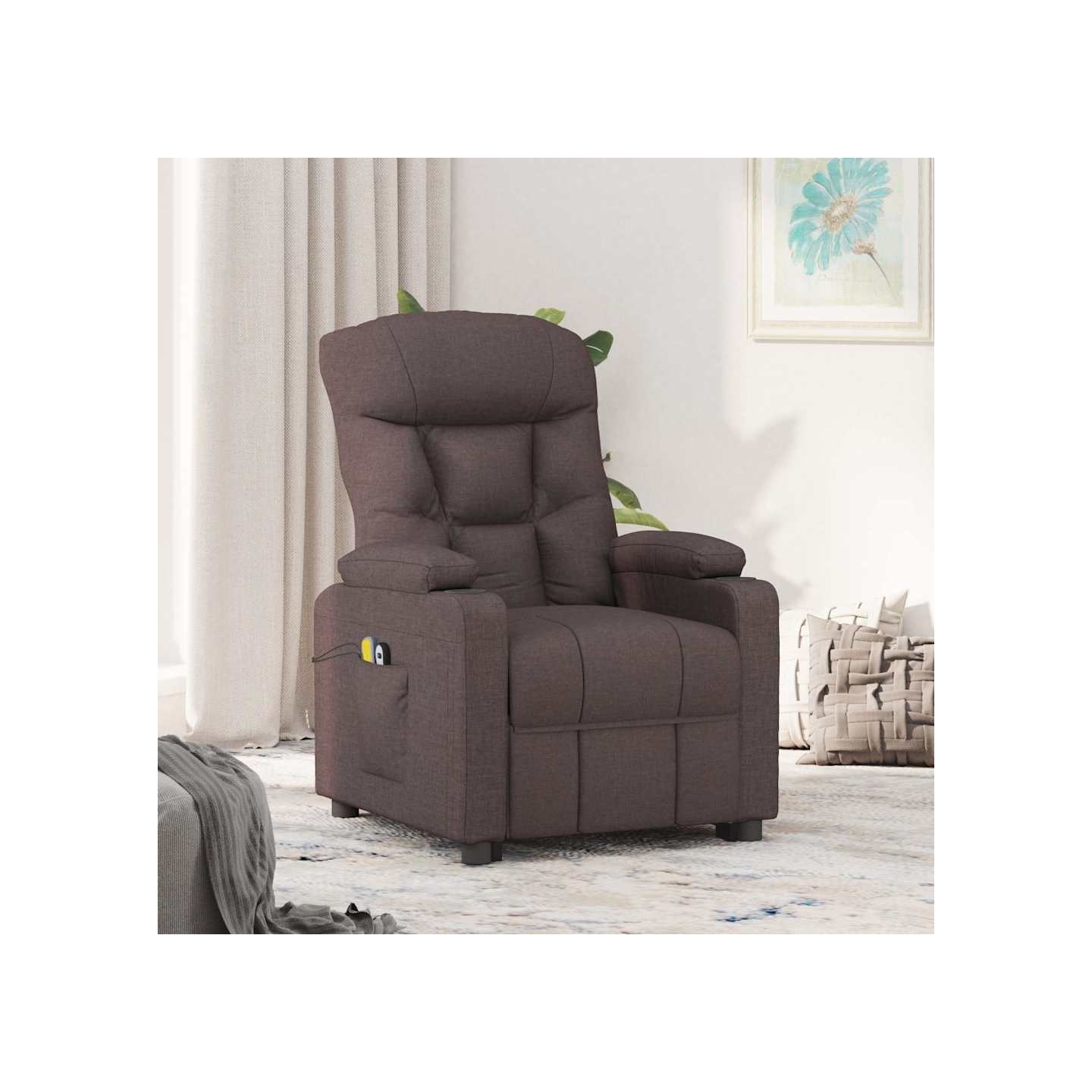 Fauteuil électrique de massage Marron foncé Tissu