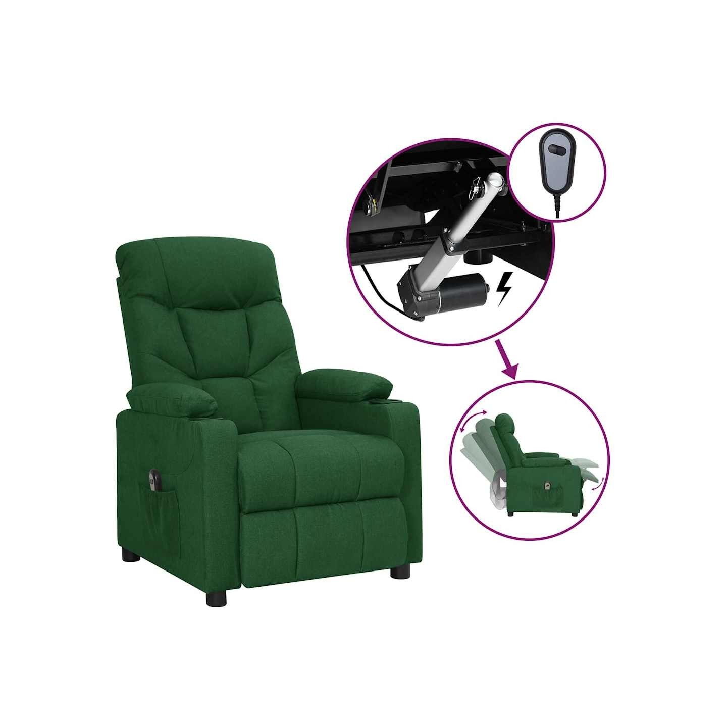 Fauteuil inclinable électrique Vert foncé Tissu