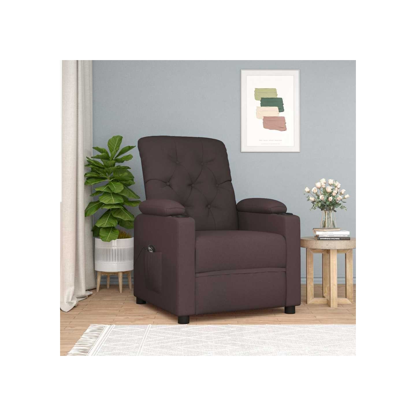 Fauteuil inclinable électrique Marron foncé Tissu