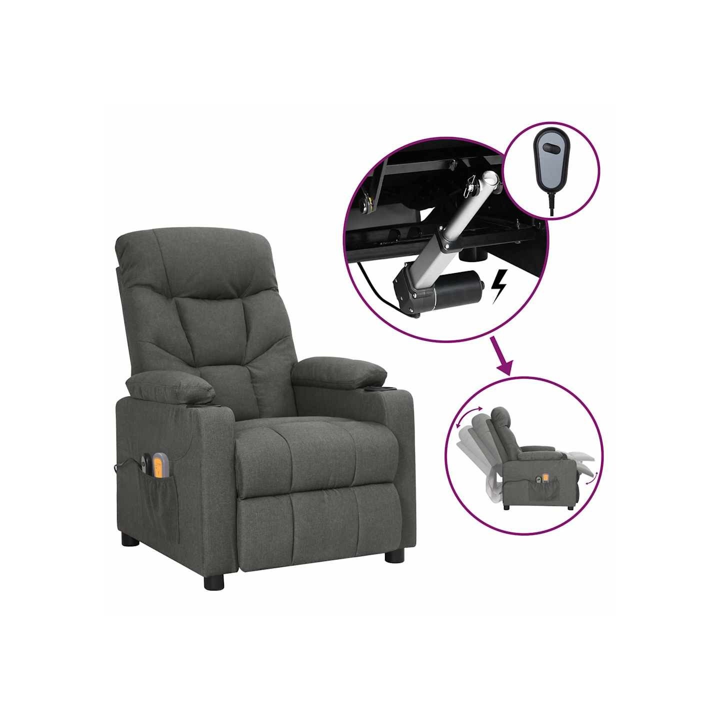 Fauteuil électrique de massage Gris foncé Tissu