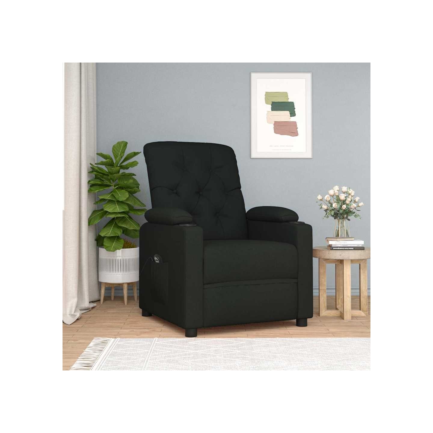Fauteuil inclinable électrique Noir Tissu