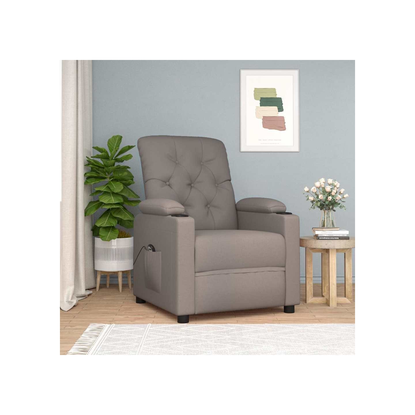 Fauteuil inclinable électrique Taupe Tissu