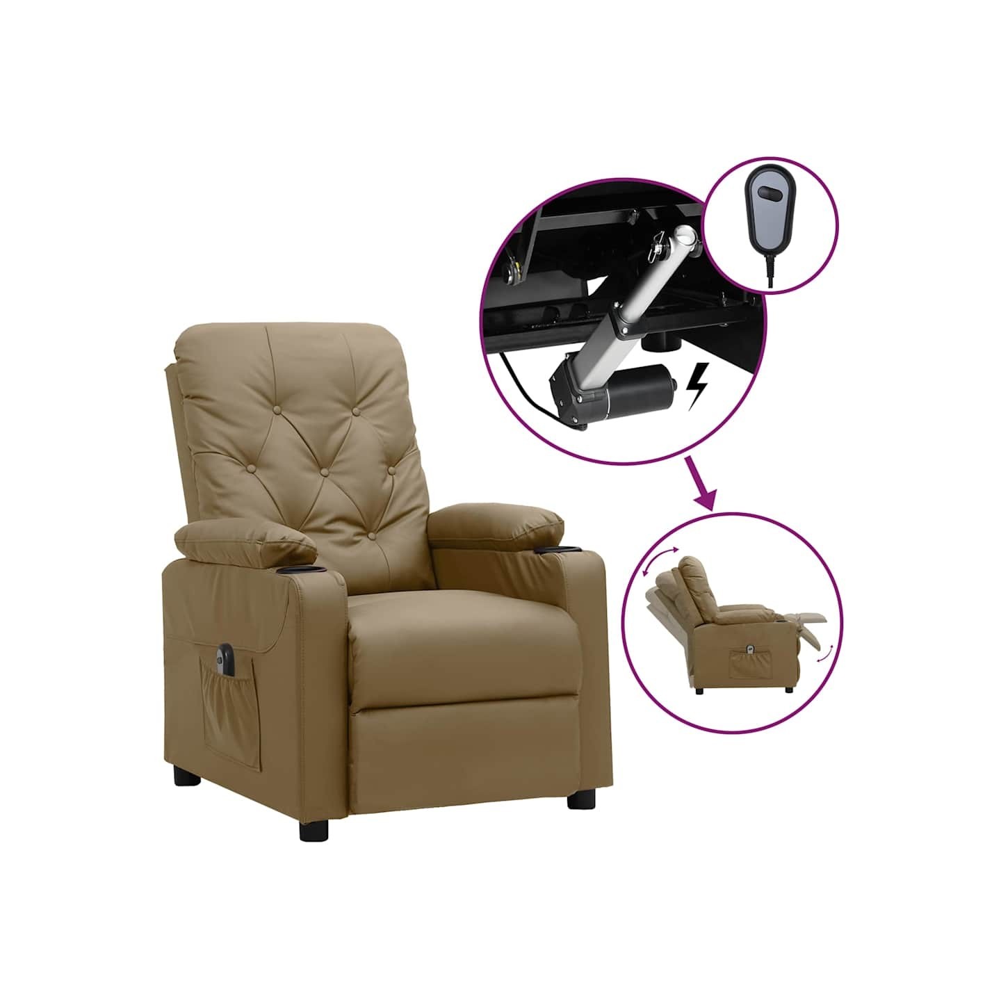 Fauteuil inclinable électrique Cappuccino Similicuir