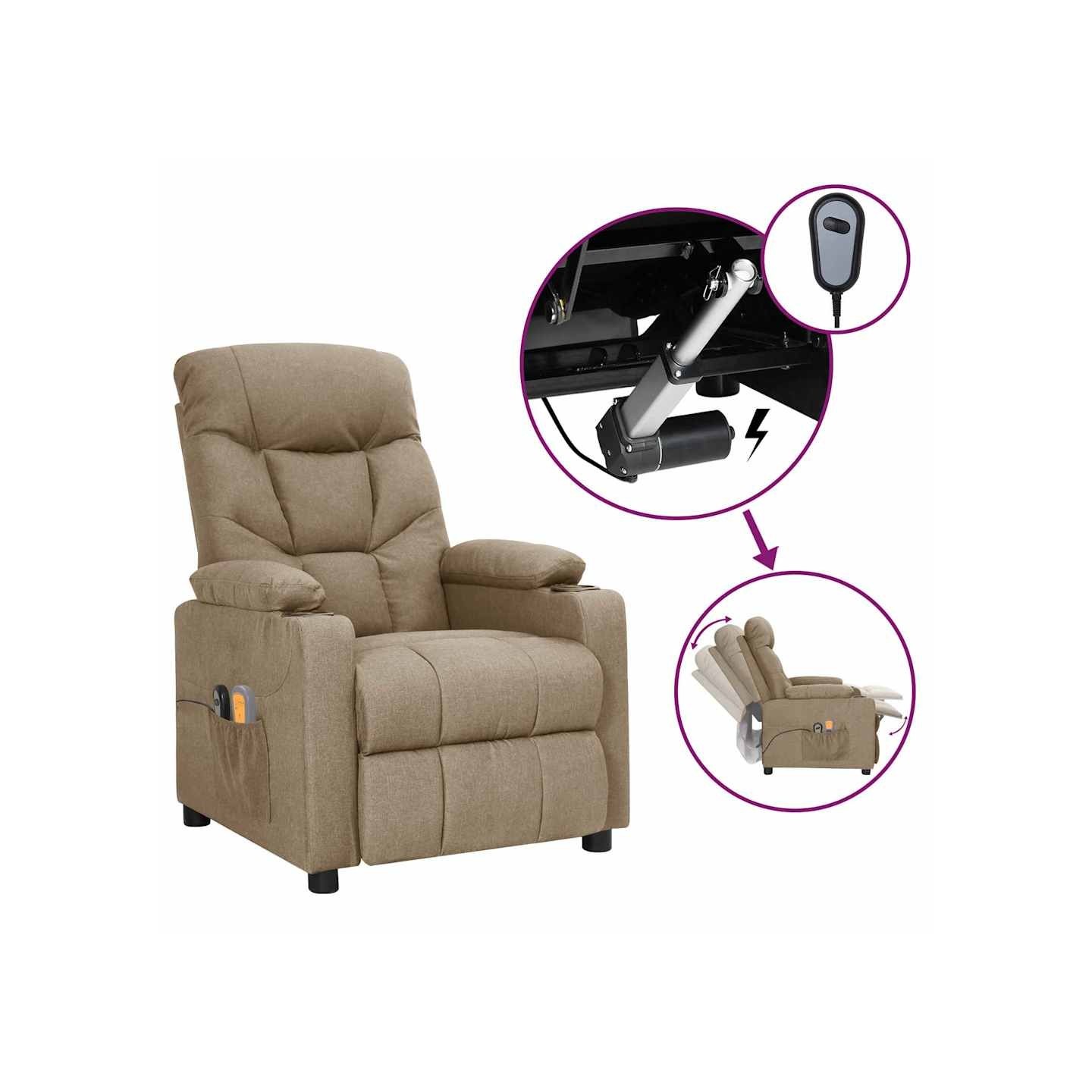 Fauteuil électrique de massage Taupe Tissu