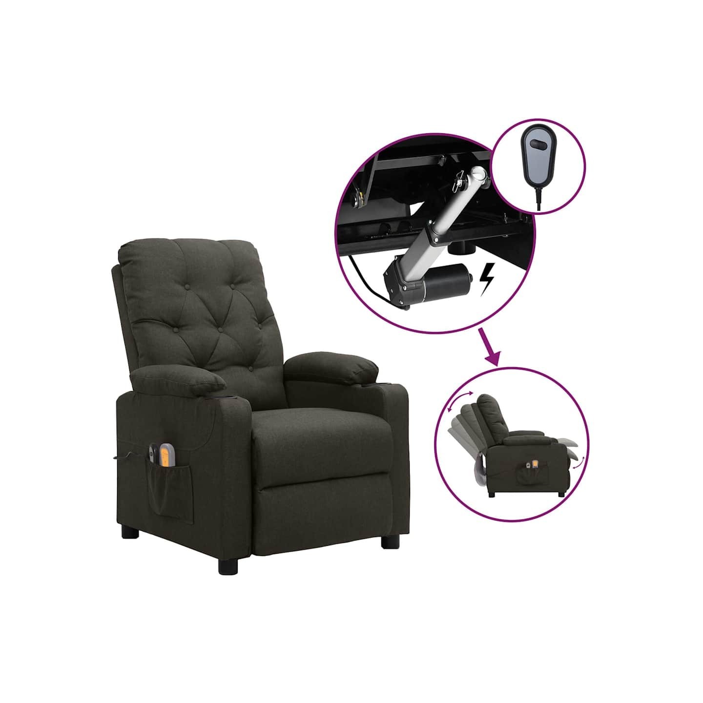 Fauteuil électrique de massage Taupe Tissu
