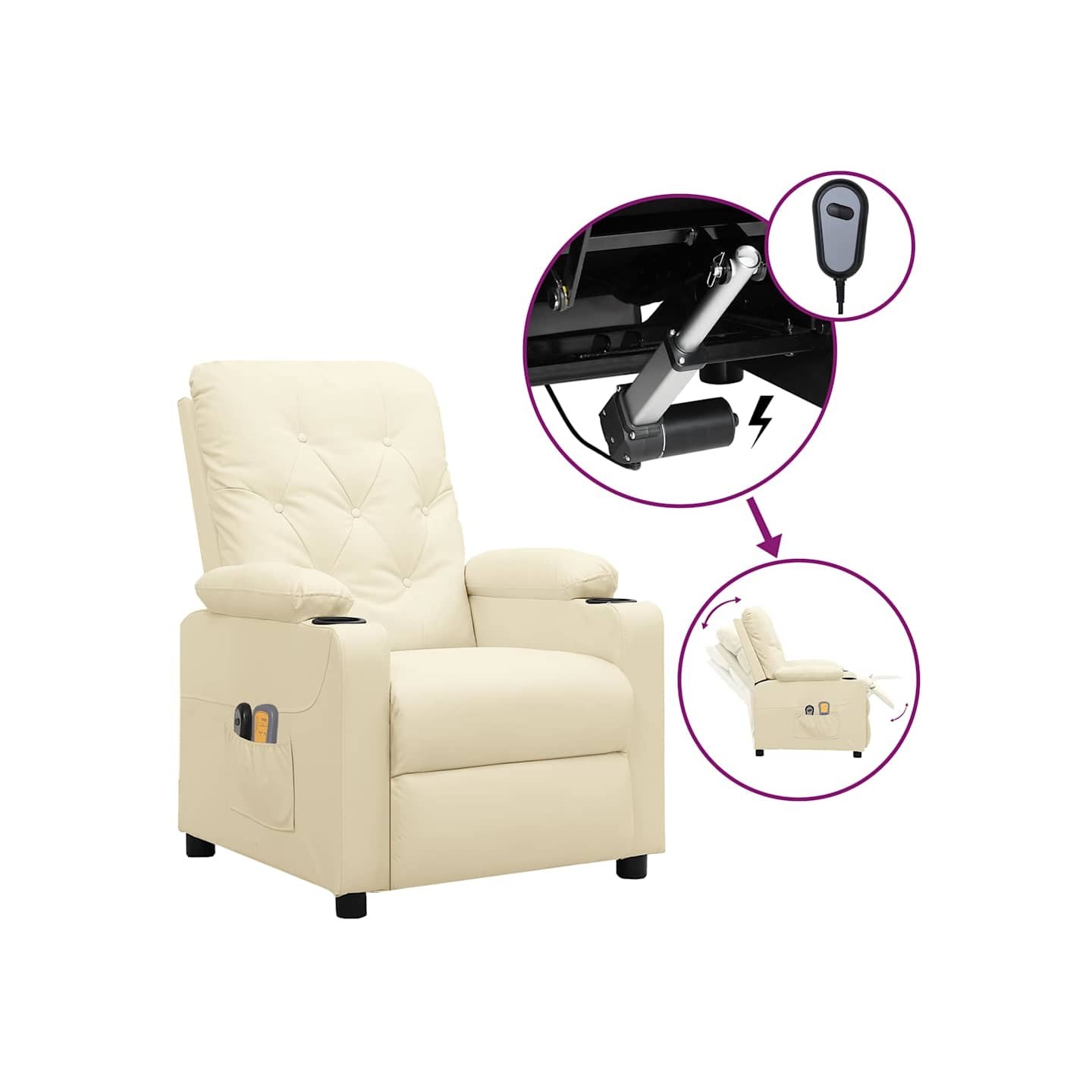Fauteuil de massage électrique Crème Similicuir