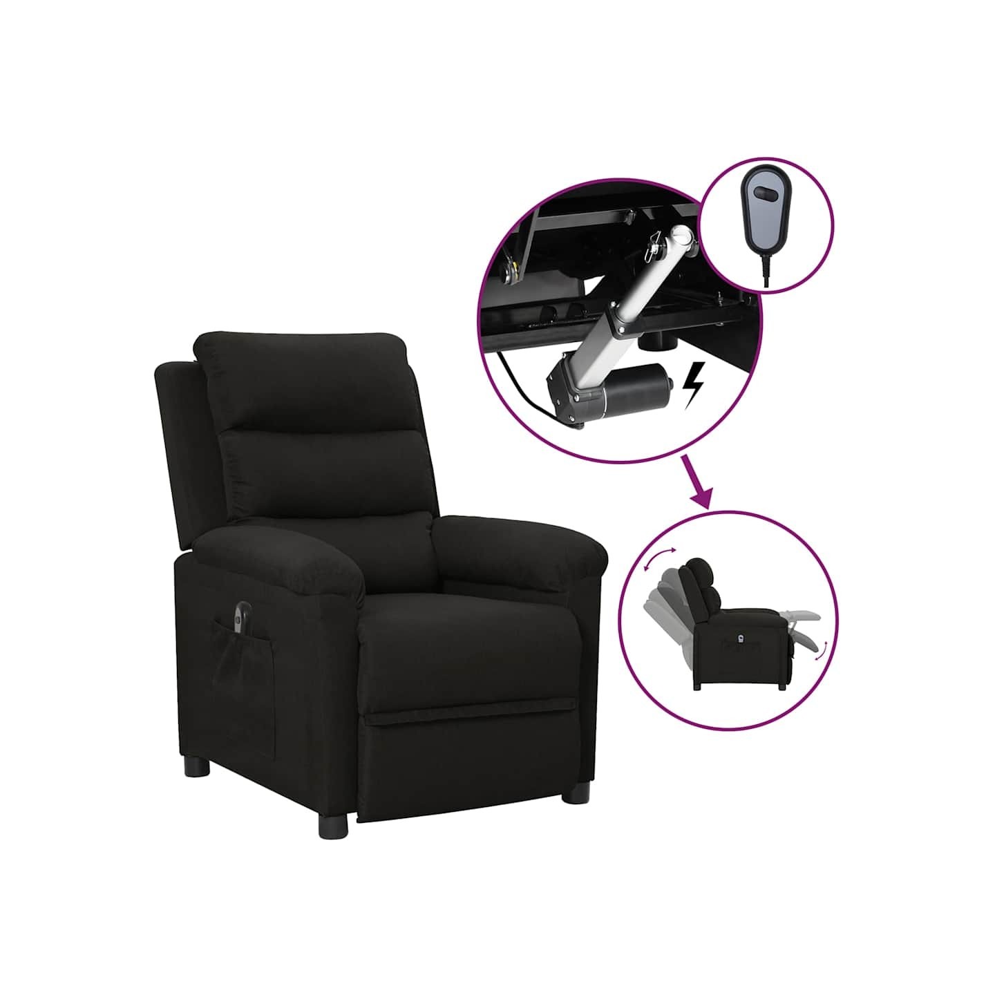 Fauteuil inclinable électrique Noir Tissu