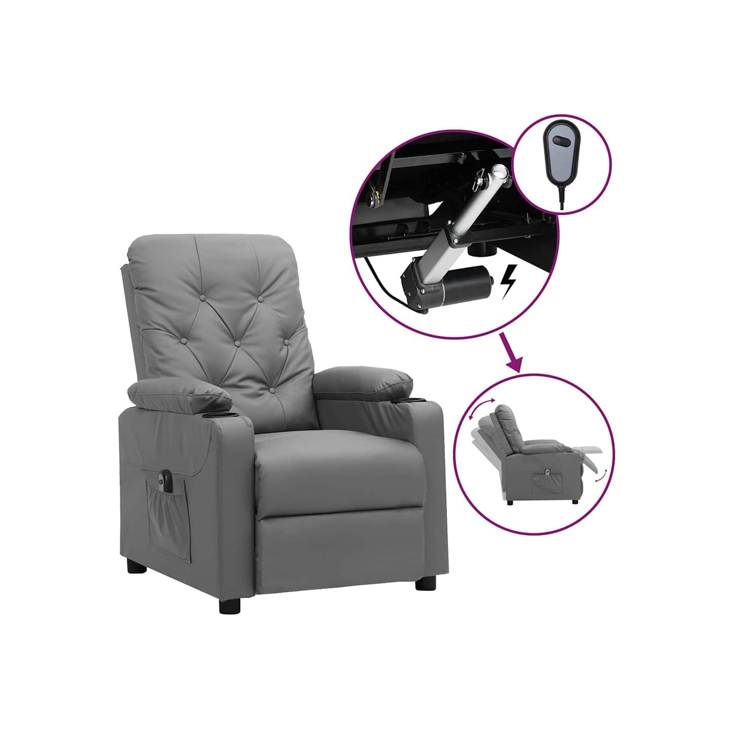 Fauteuil inclinable électrique Gris Similicuir