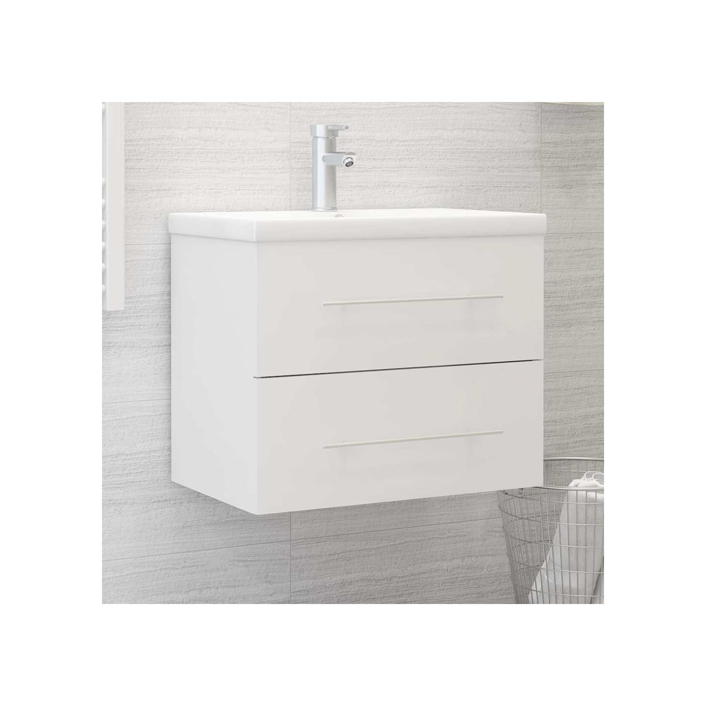 Armoire d'évier avec lavabo intégré Blanc Aggloméré