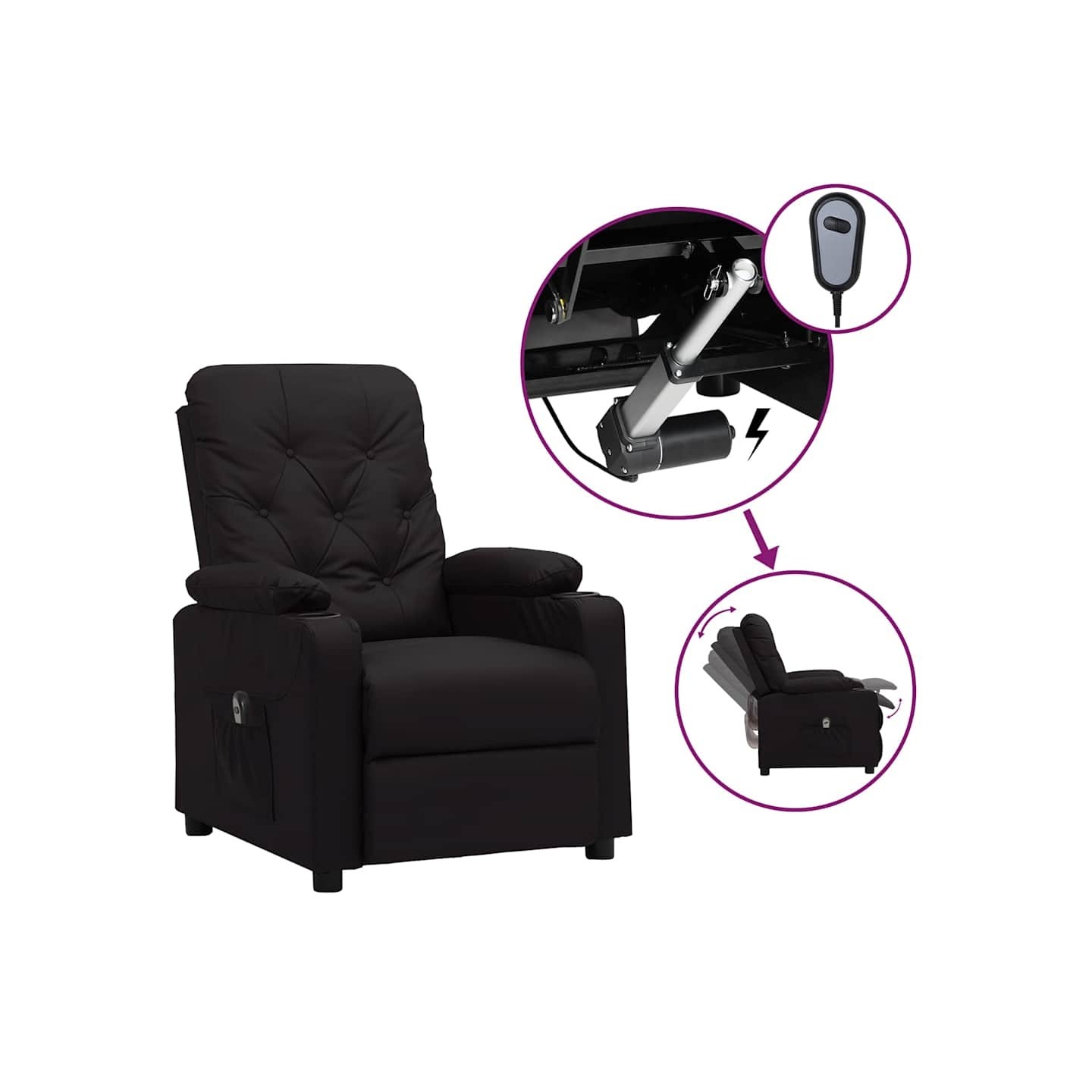 Fauteuil inclinable électrique Noir Similicuir