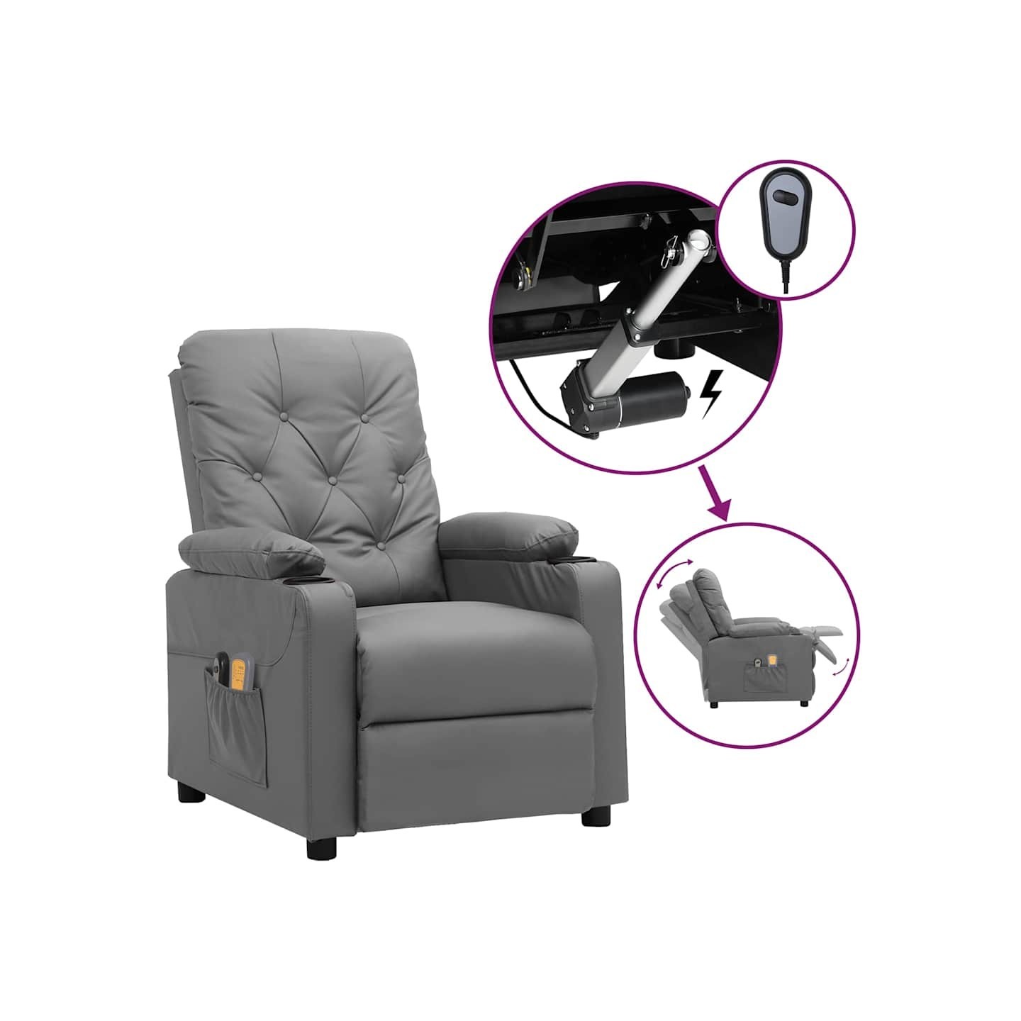 Fauteuil de massage électrique Gris Similicuir