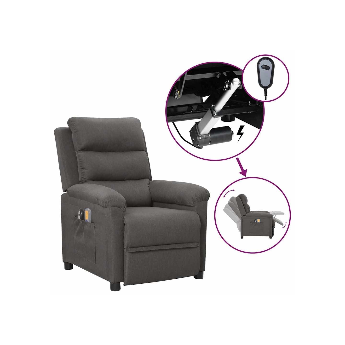Fauteuil électrique de massage Gris foncé Tissu
