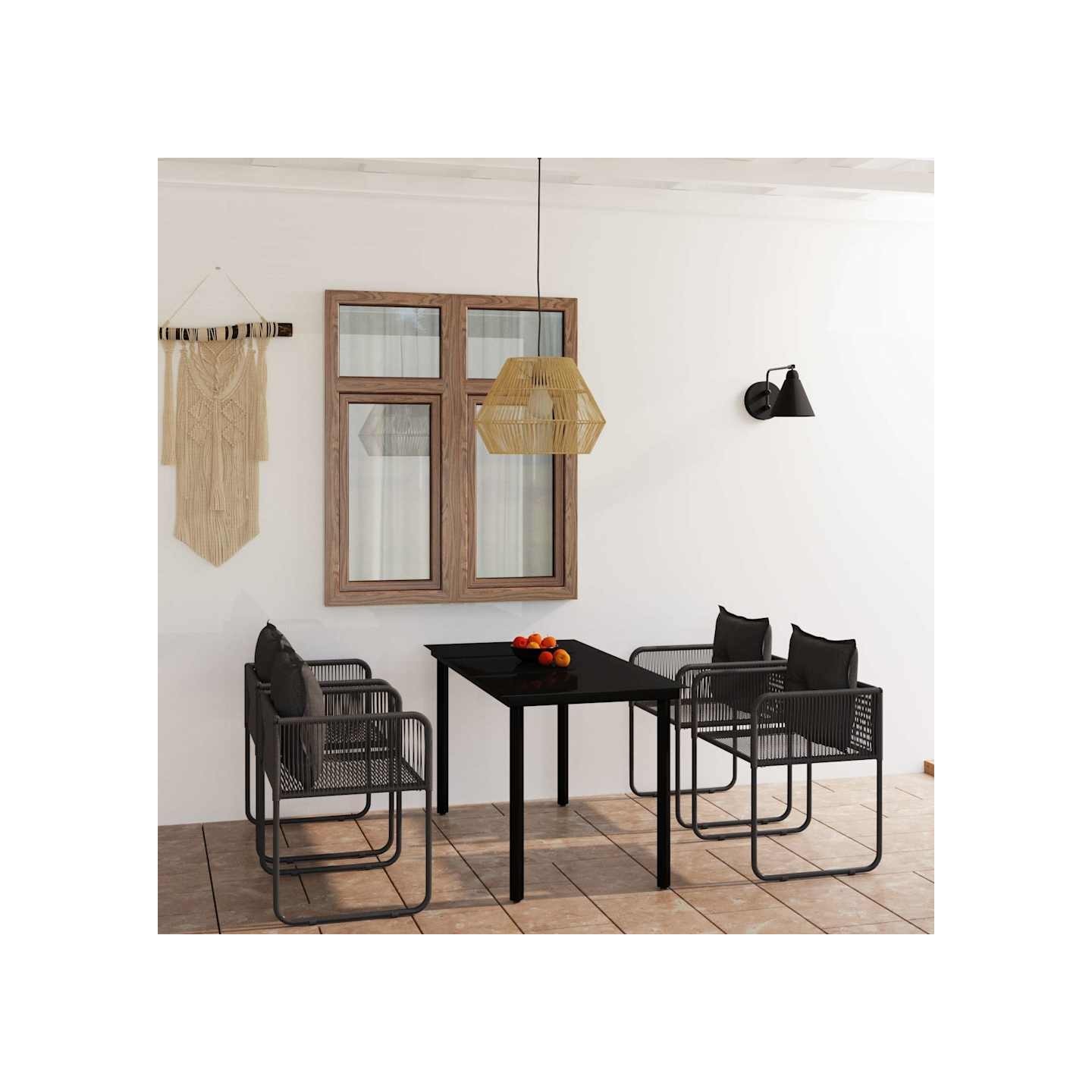 Ensemble à manger de jardin 5 pcs Noir