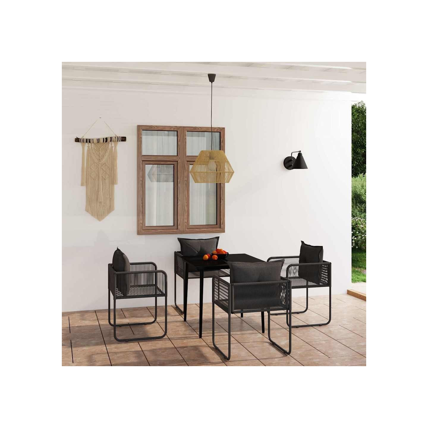 Ensemble à manger de jardin 5 pcs Noir