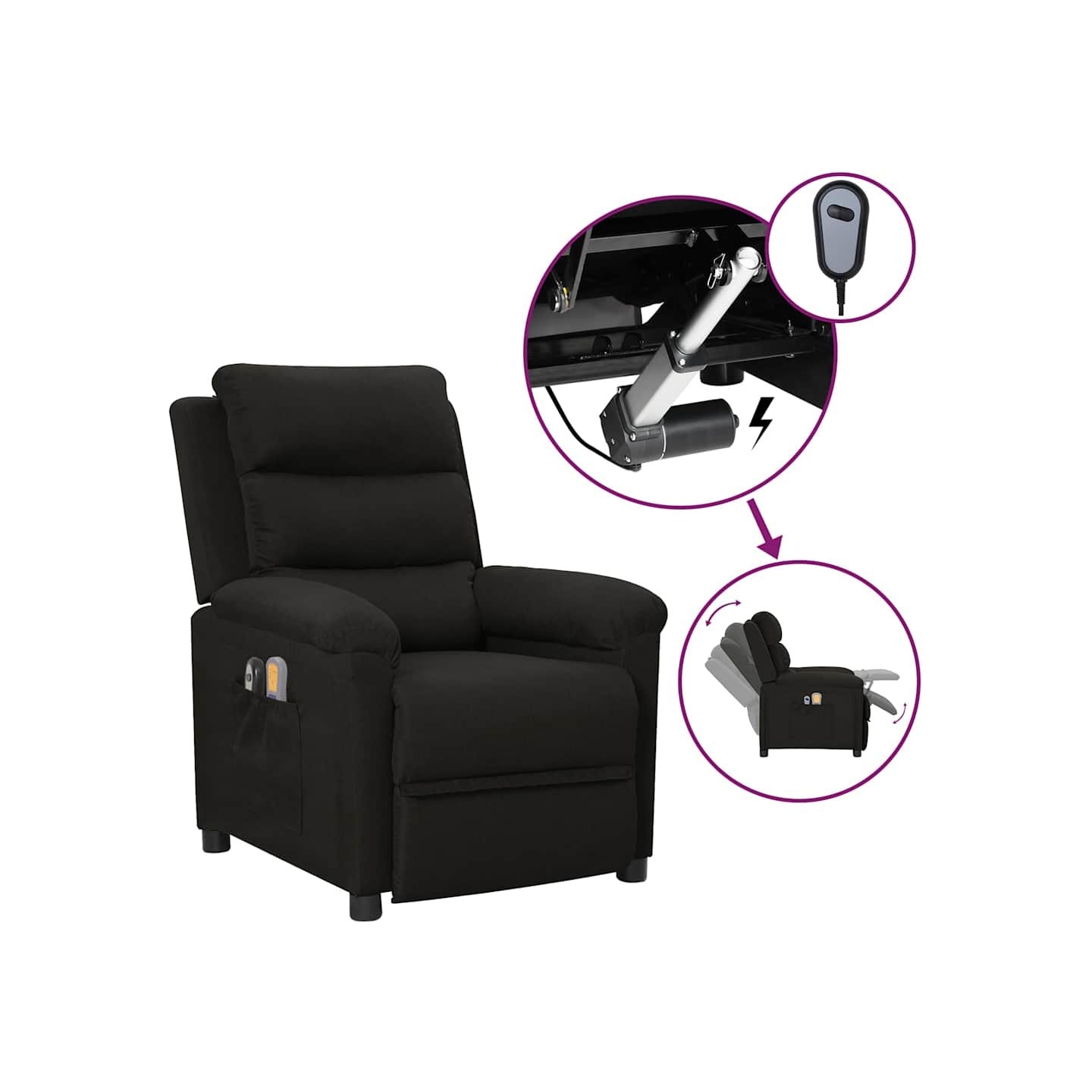 Fauteuil électrique de massage Noir Tissu