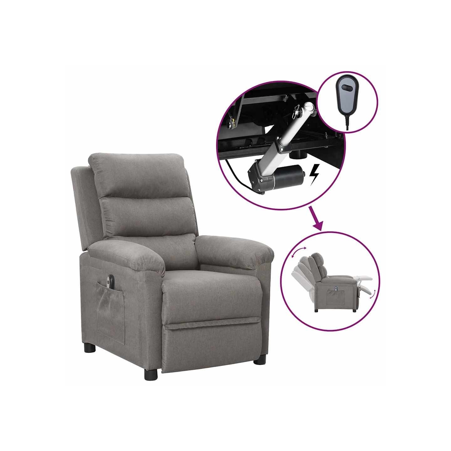 Fauteuil inclinable électrique Gris clair Tissu