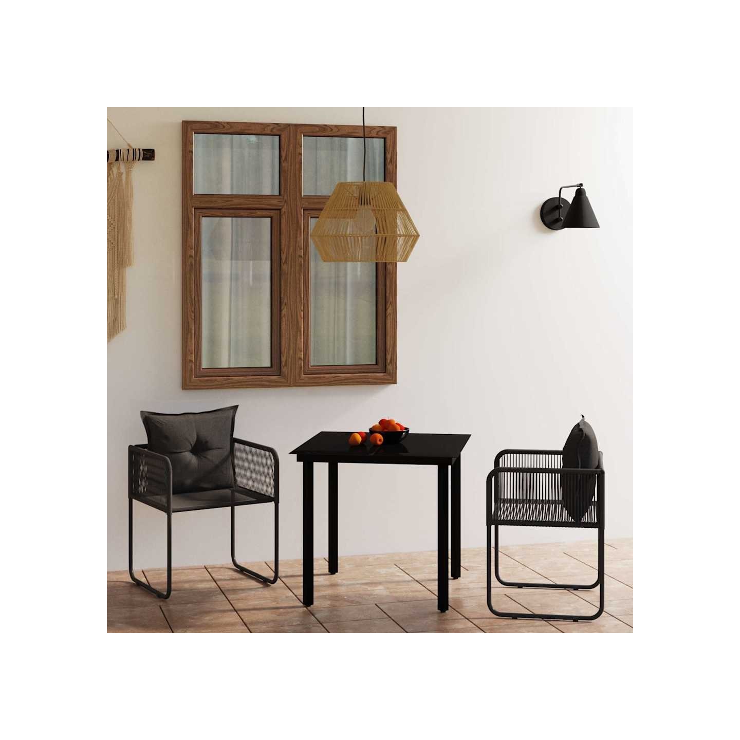 Ensemble à manger de jardin 3 pcs Noir