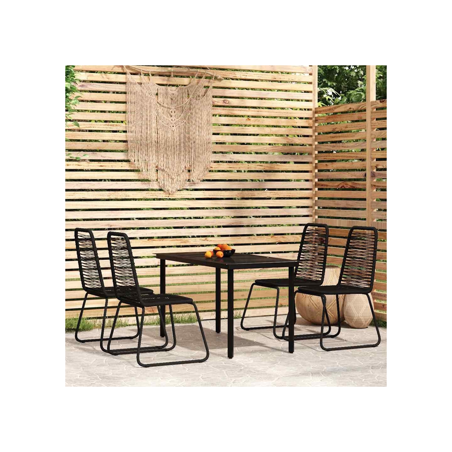 Ensemble à manger de jardin 5 pcs Noir