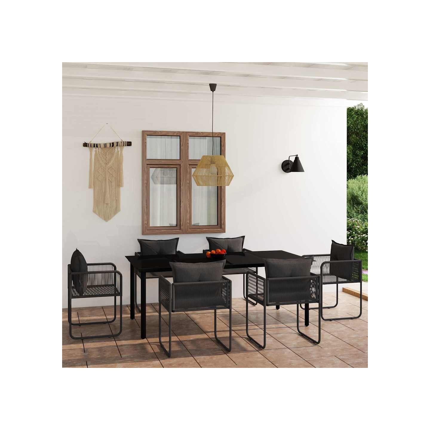 Ensemble à manger de jardin 7 pcs Noir