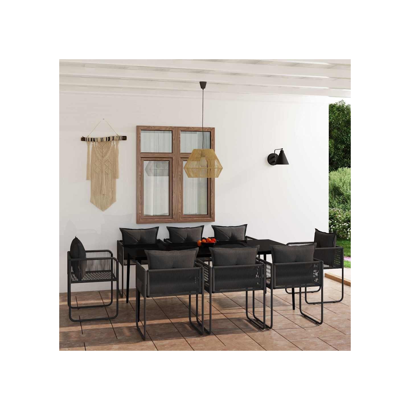 Ensemble à manger de jardin 9 pcs Noir