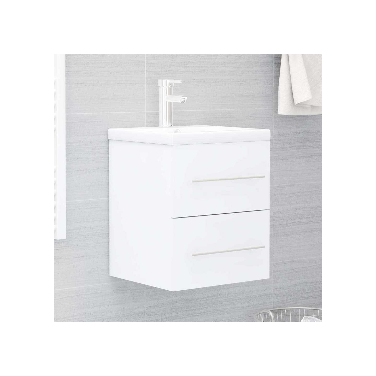 Armoire d'évier avec lavabo intégré Blanc Aggloméré
