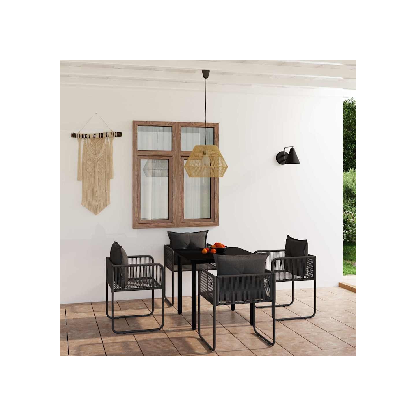 Ensemble à manger de jardin 5 pcs Noir