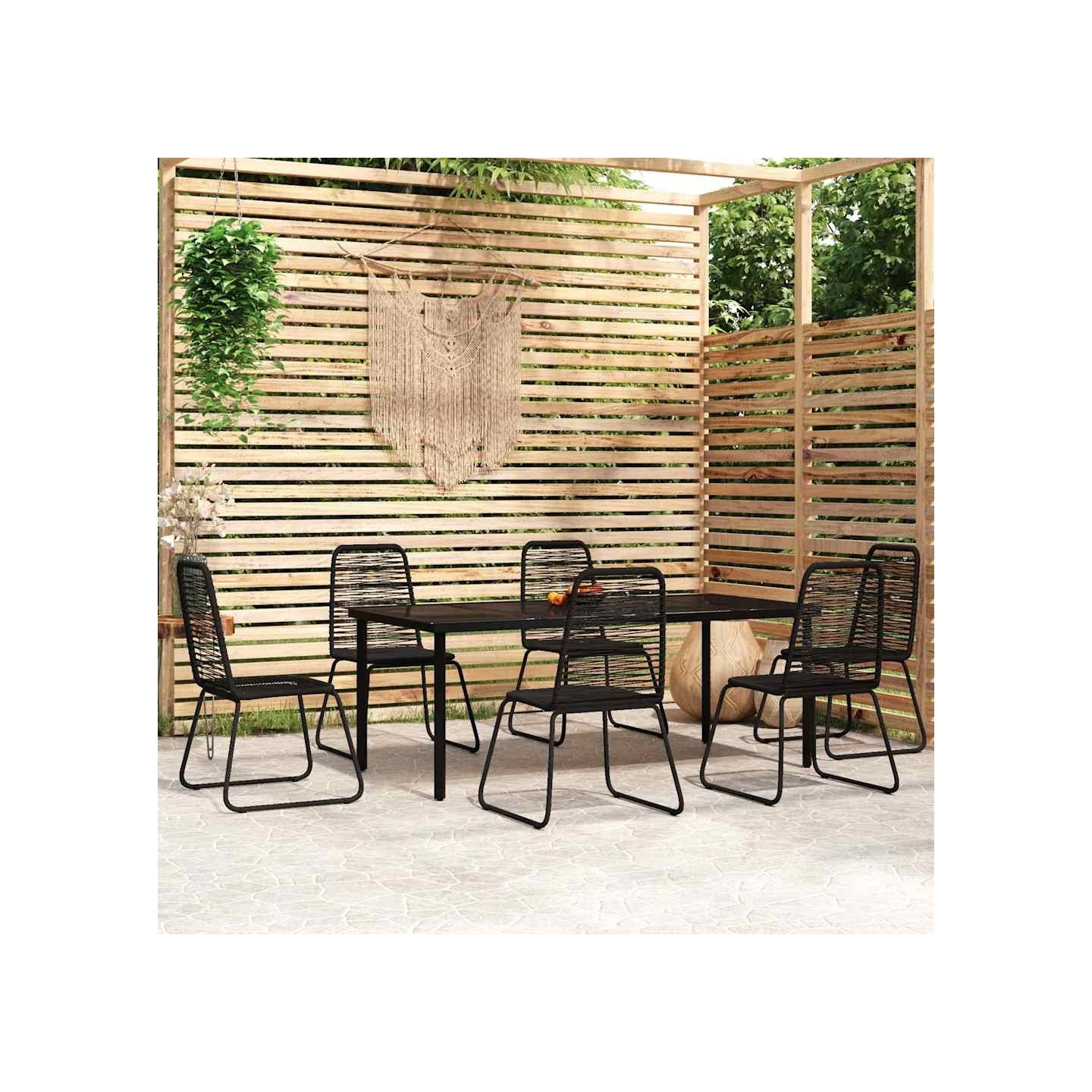 Ensemble à manger de jardin 7 pcs Noir