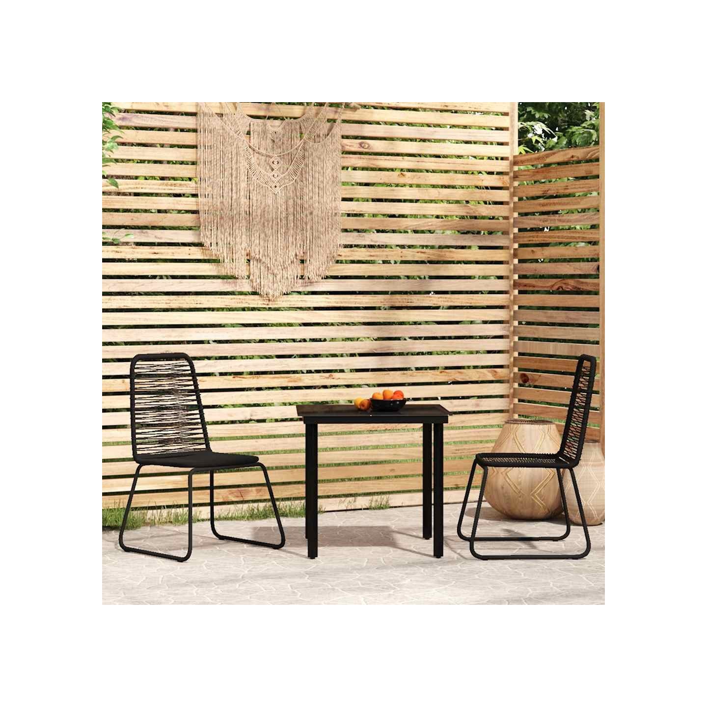 Ensemble à manger de jardin 3 pcs Noir