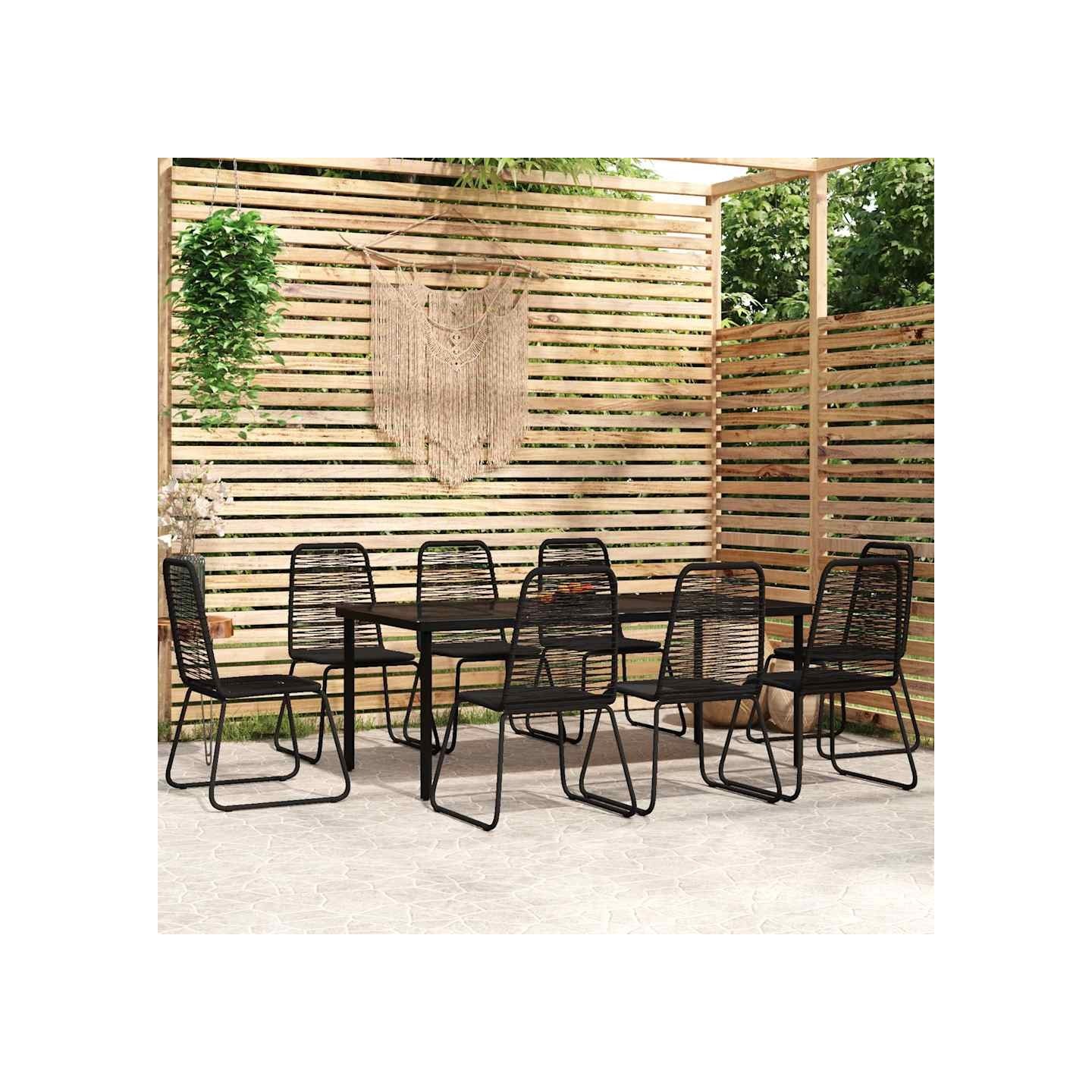 Ensemble à manger de jardin 9 pcs Noir