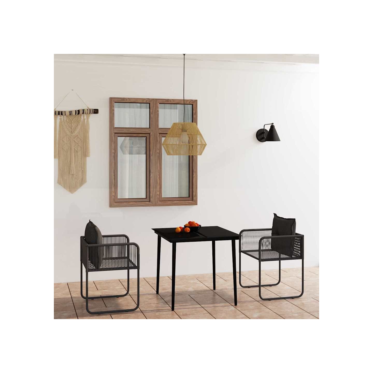 Ensemble à manger de jardin 3 pcs Noir