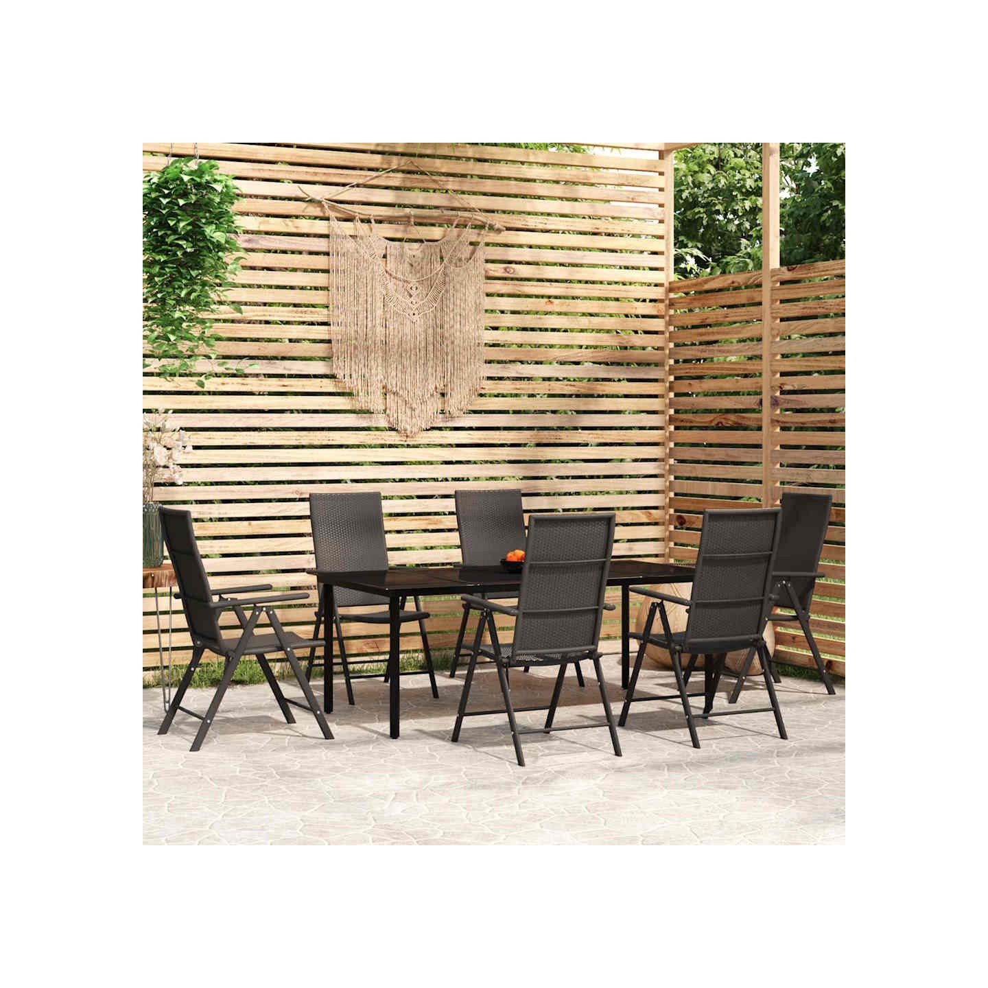 Ensemble à manger de jardin 7 pcs Noir