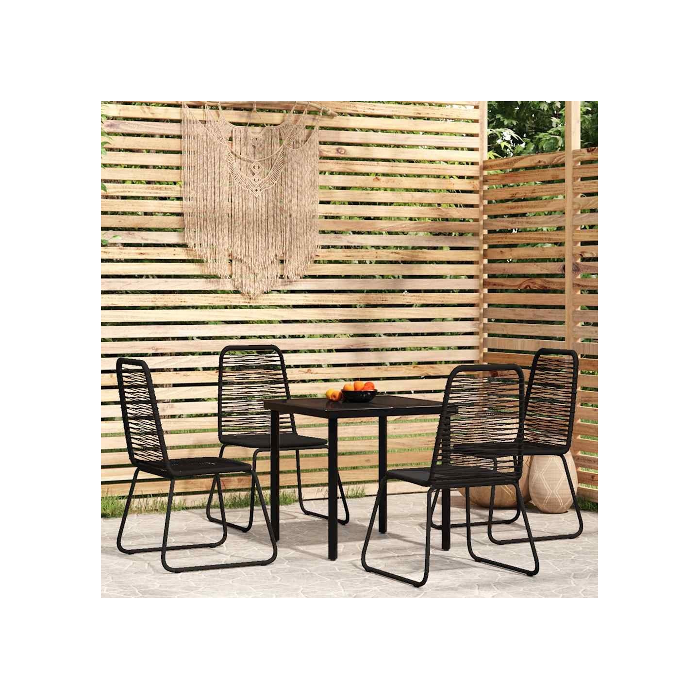 Ensemble à manger de jardin 5 pcs Noir