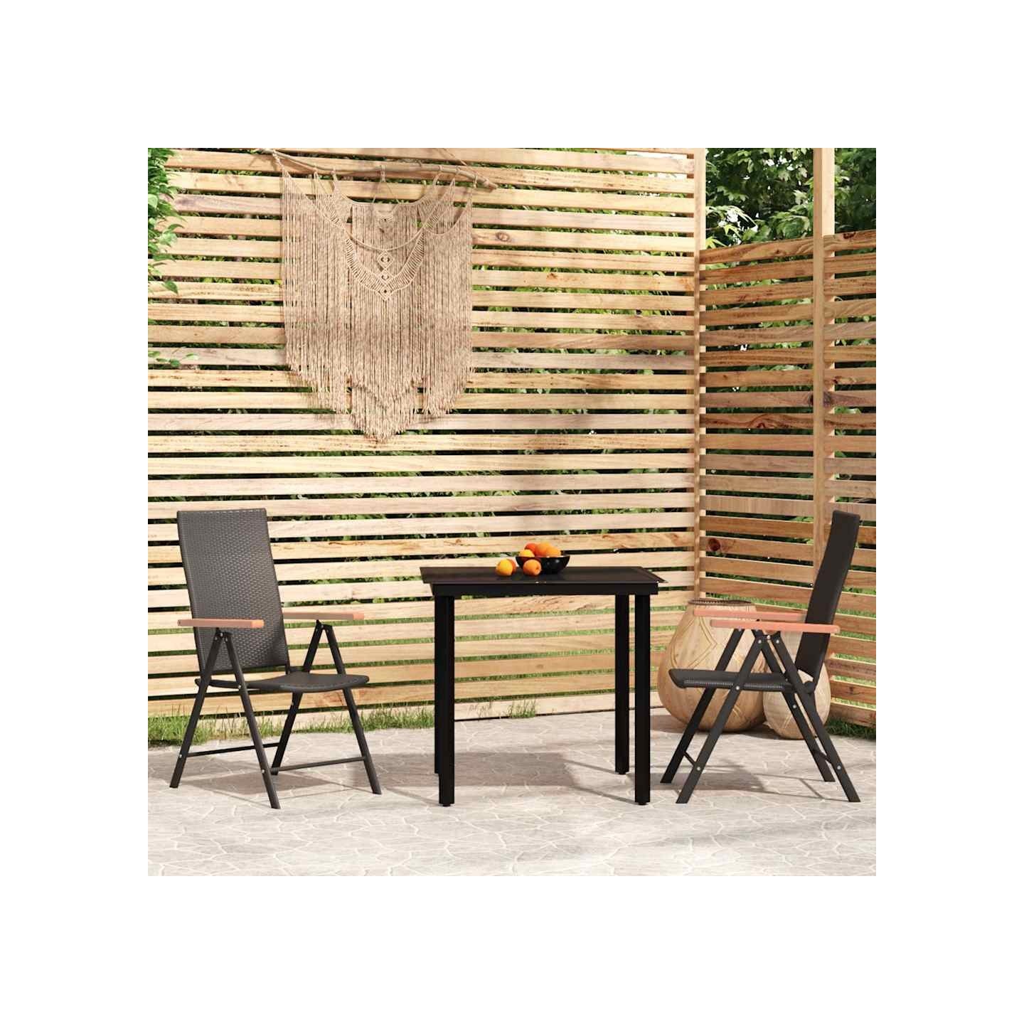 Ensemble à manger de jardin 3 pcs Noir