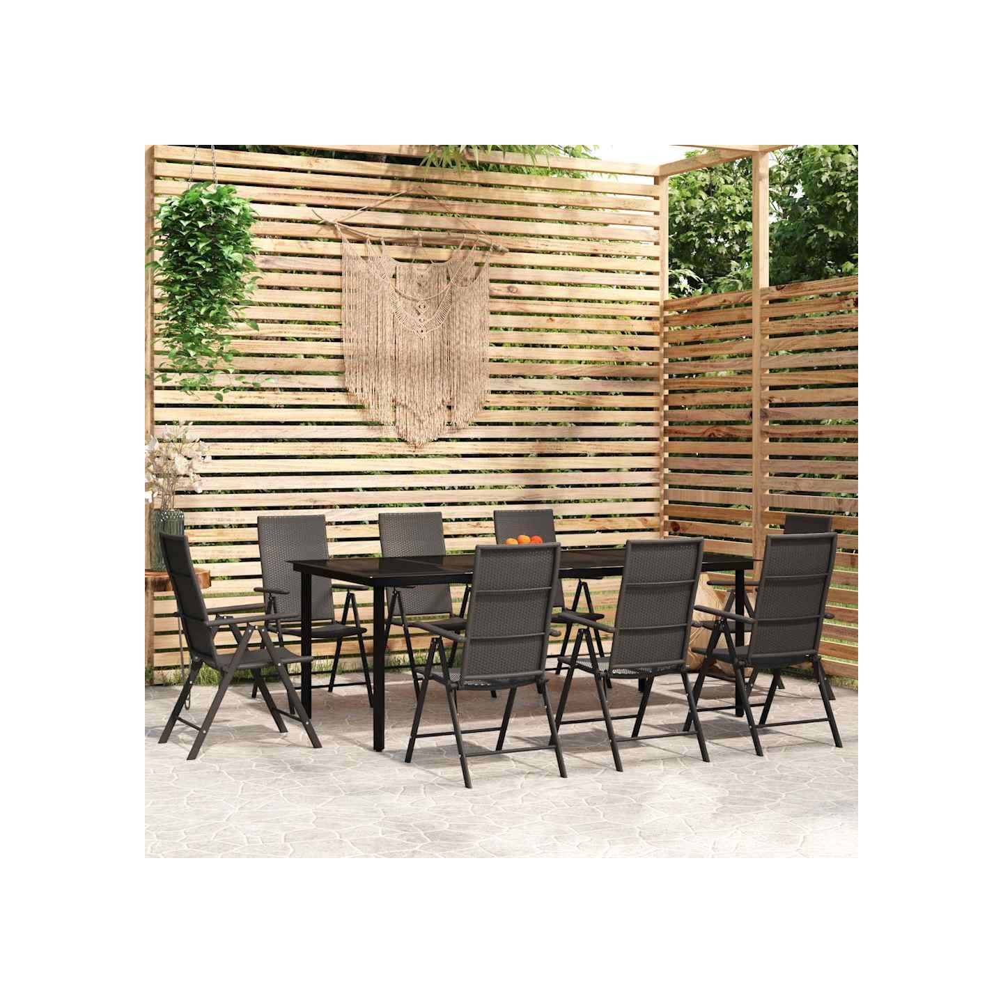 Ensemble à manger de jardin 9 pcs Noir