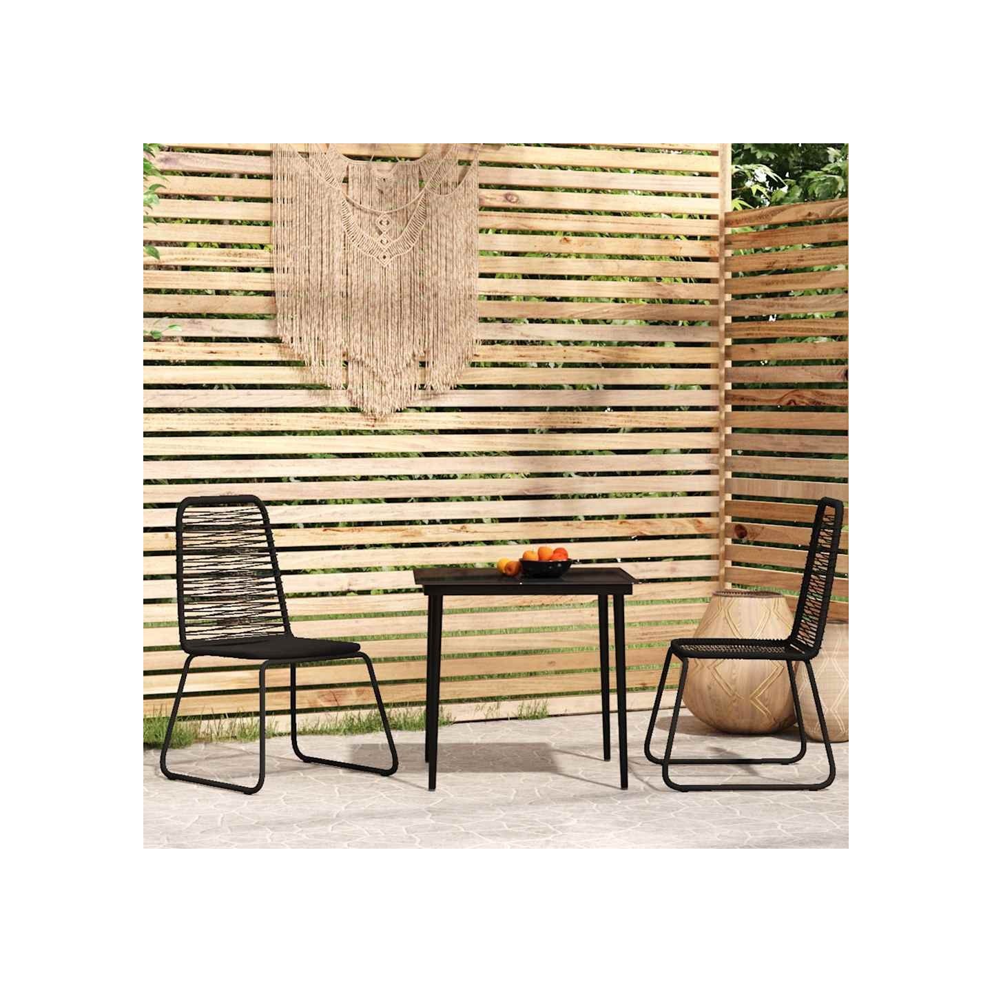 Ensemble à manger de jardin 3 pcs Noir