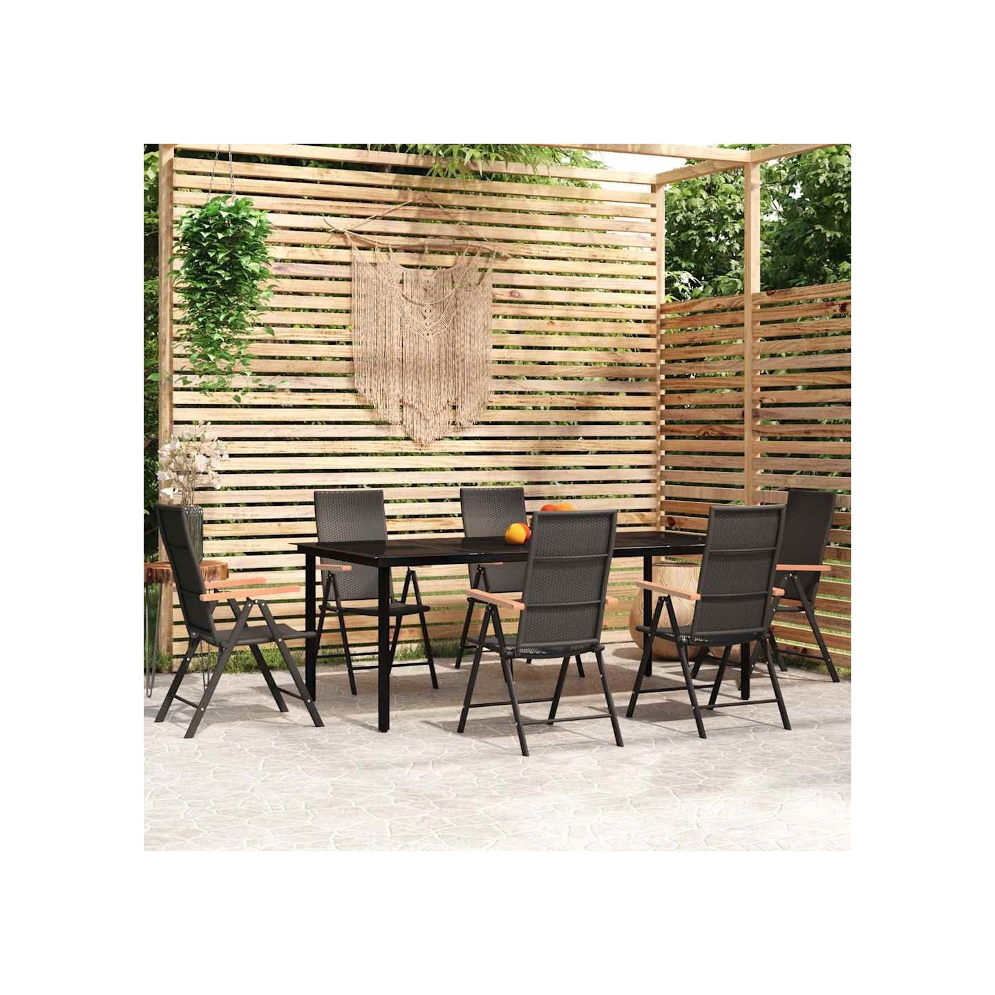 Ensemble à manger de jardin 7 pcs Noir