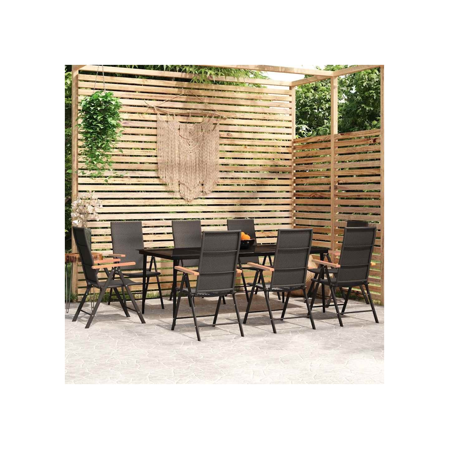 Ensemble à manger de jardin 9 pcs Noir