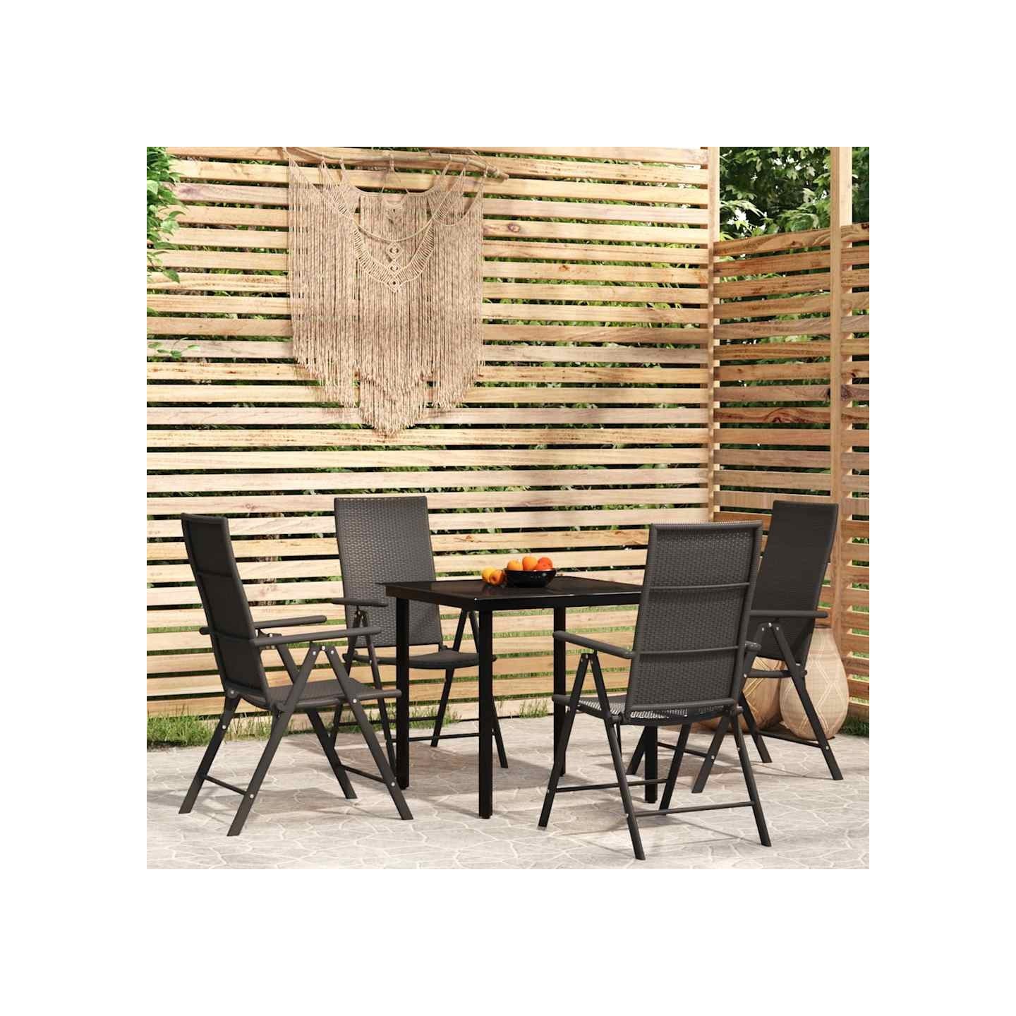 Ensemble à manger de jardin 5 pcs Noir