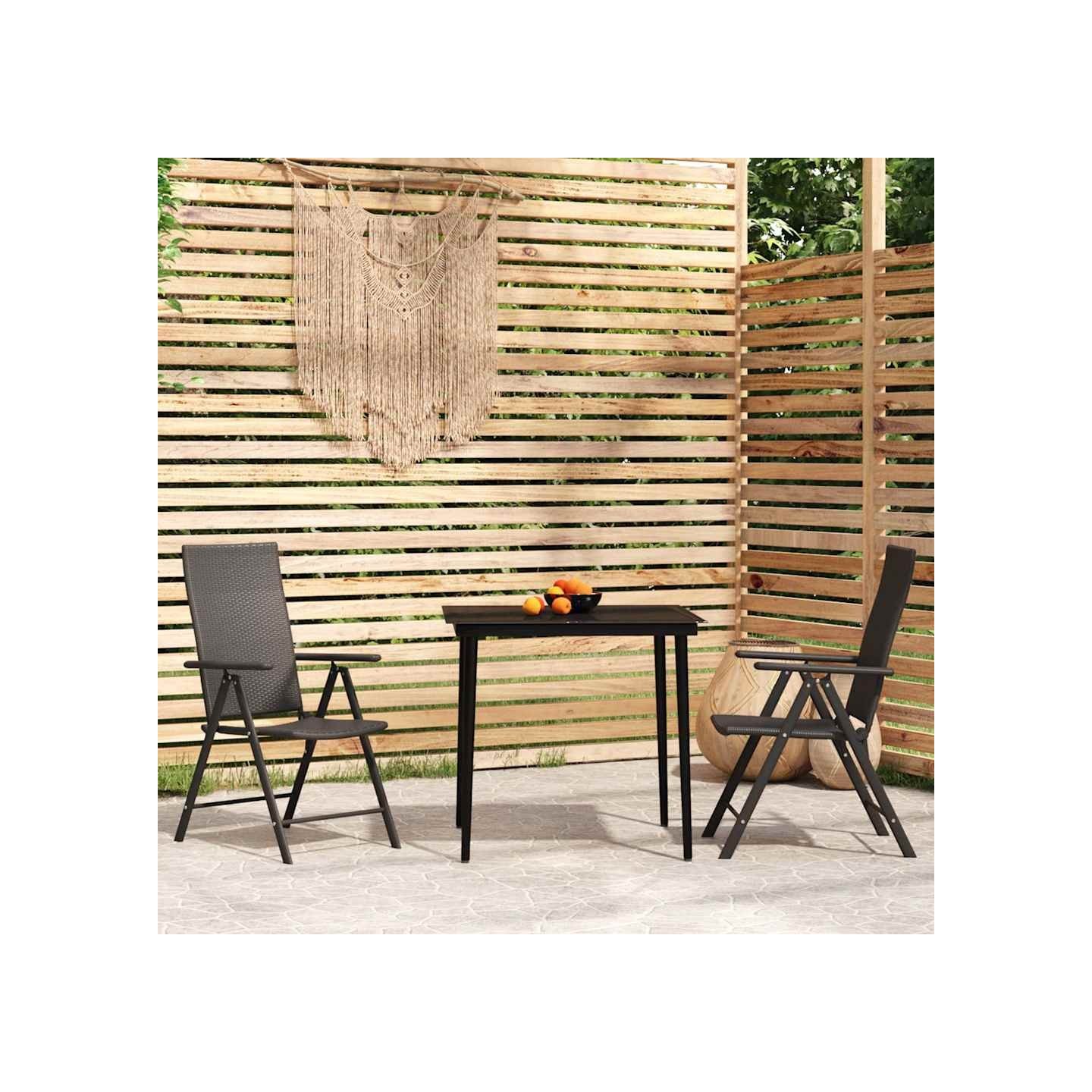 Ensemble à manger de jardin 3 pcs Noir