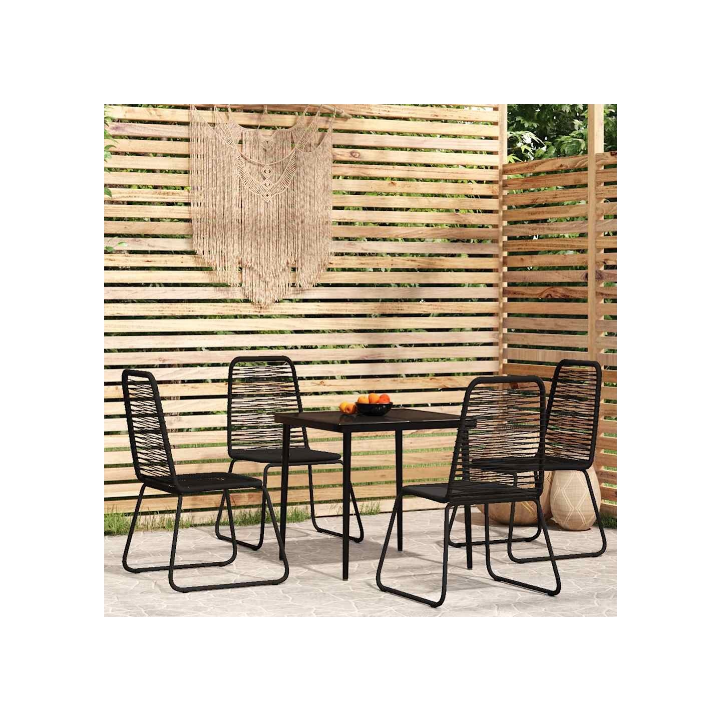 Ensemble à manger de jardin 5 pcs Noir