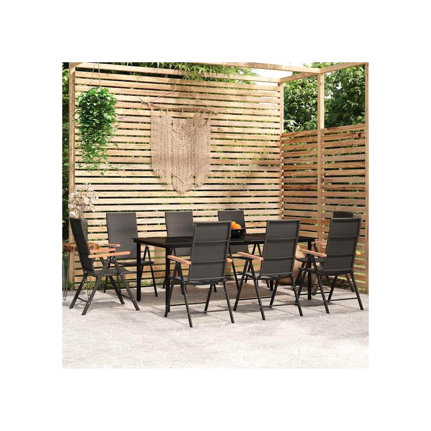 Ensemble à manger de jardin 9 pcs Noir