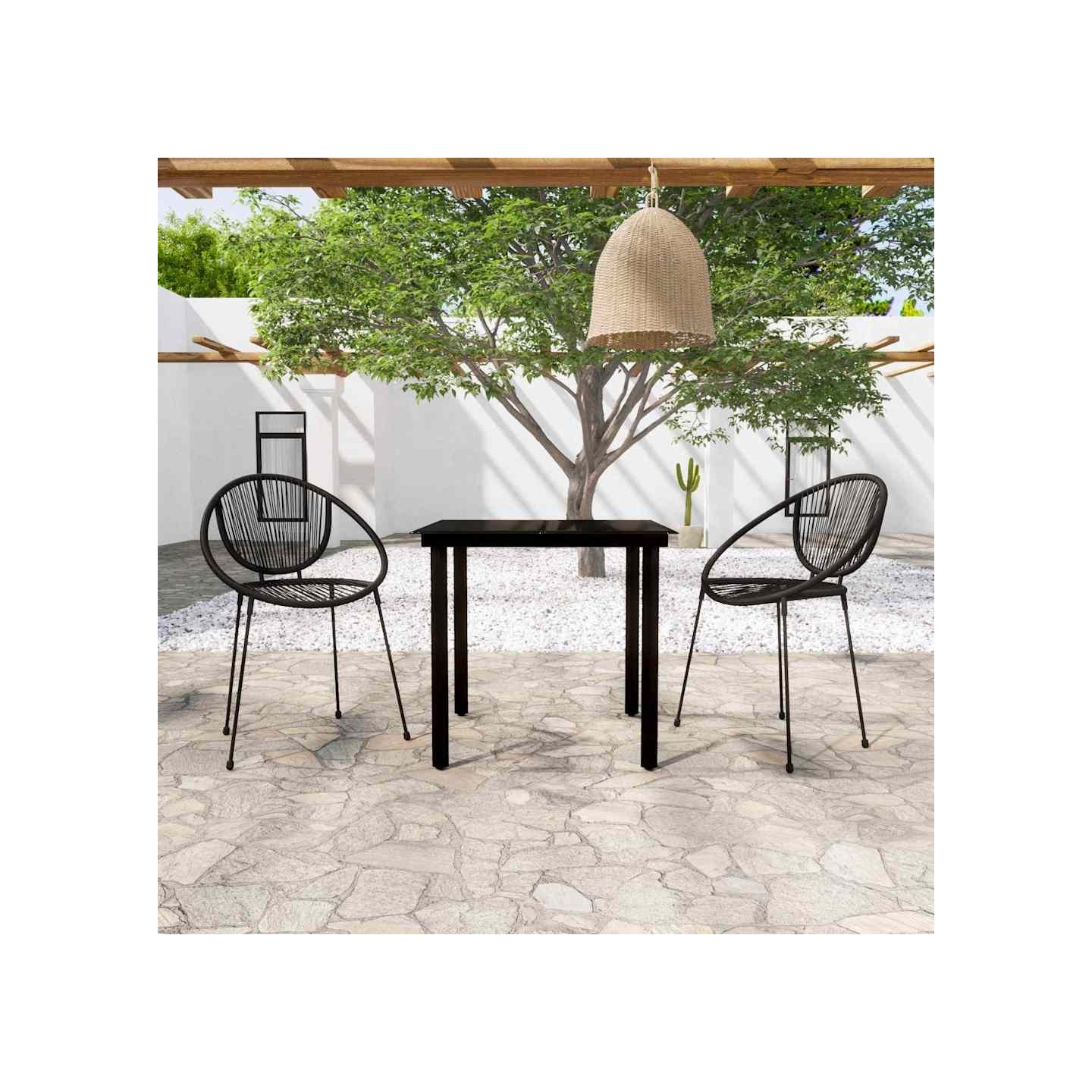 Ensemble à manger de jardin 3 pcs Noir