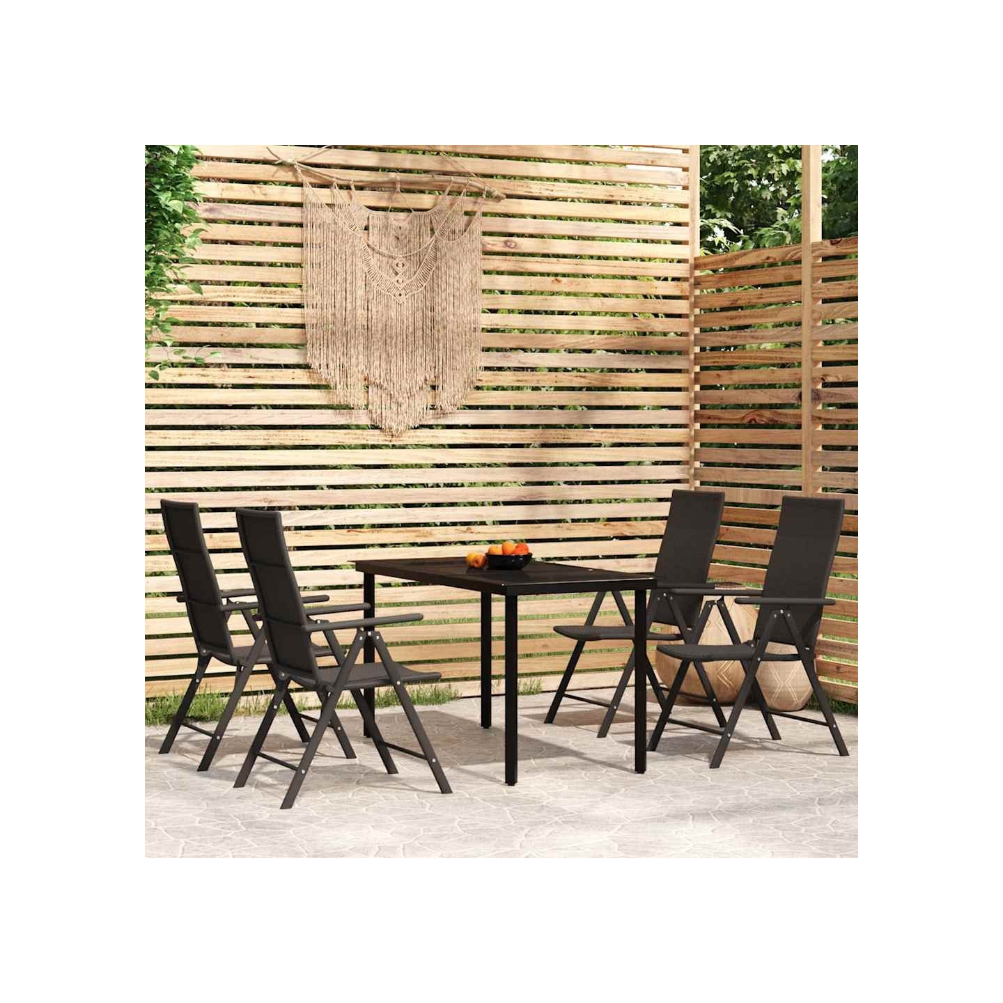Ensemble à manger de jardin 5 pcs Noir