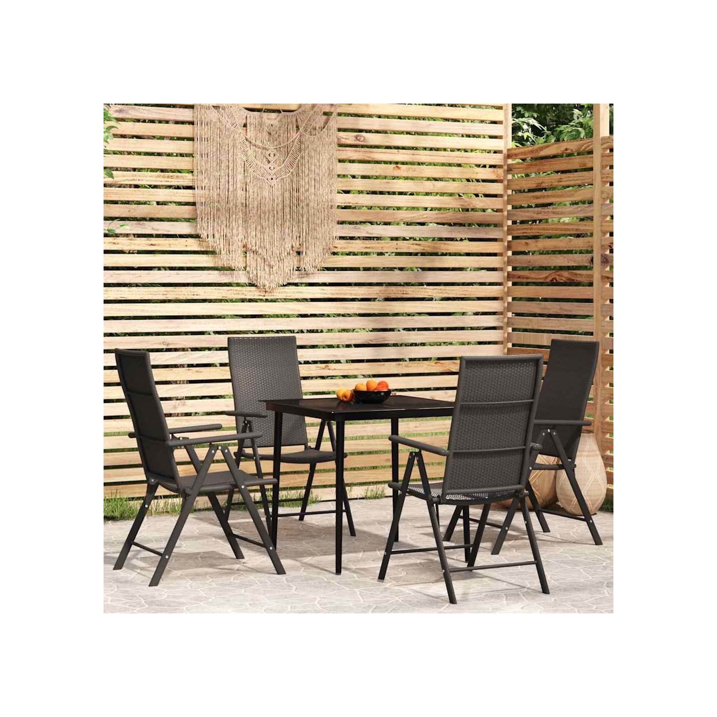 Ensemble à manger de jardin 5 pcs Noir